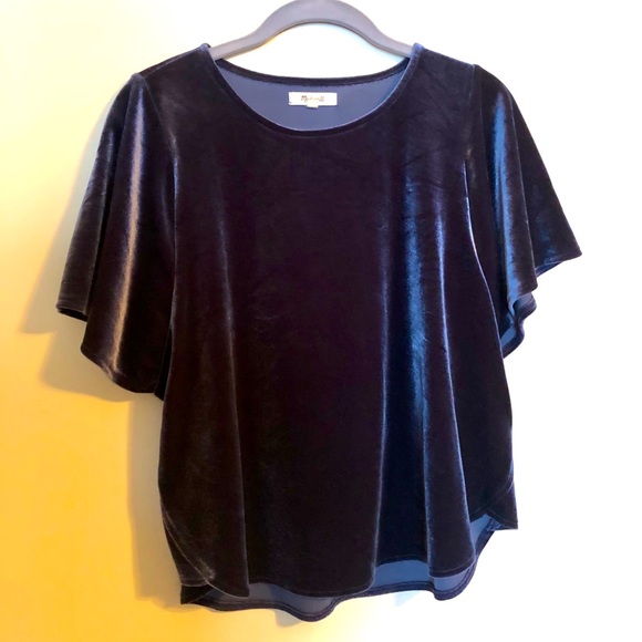 Madewell Velvet Butterfly Top in Navy Blue - Small - Picture 5 of 5